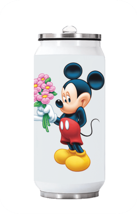 Sipper Can with Mickey Mouse with flowers