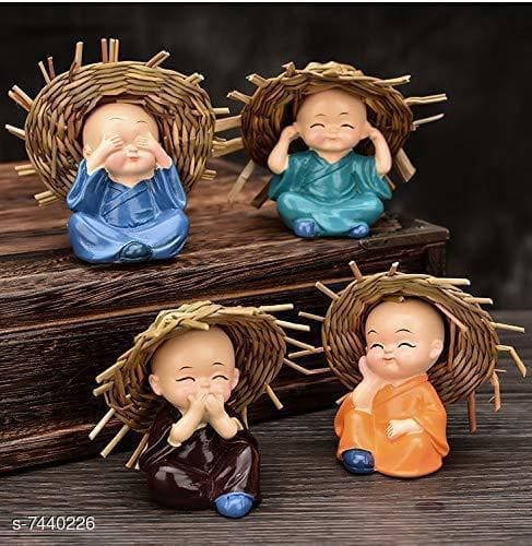 Set of 4 Baby Hat Monk Buddha Idols - Fashion Greet Set of 4 Baby Hat Monk Buddha Idols - Fashion Greet