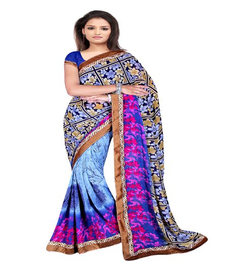 Multi Colour Chiffon Floral Printed Occation Wear Traditional Saree With Matching Blouse Piece - Fashion Greet Multi Colour Chiffon Floral Printed Occation Wear Traditional Saree With Matching Blouse Piece - Fashion Greet