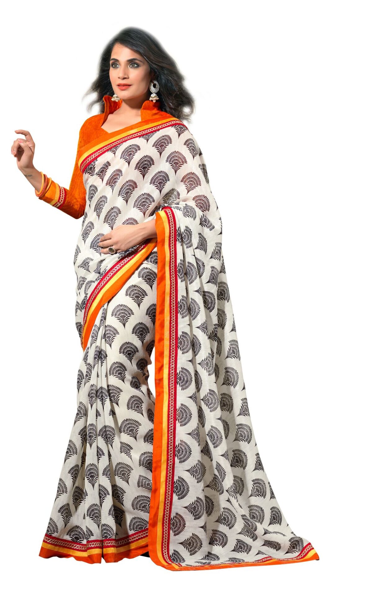 Seasons Off White Silk Cotton Printed Saree - Fashion Greet Seasons Off White Silk Cotton Printed Saree - Fashion Greet