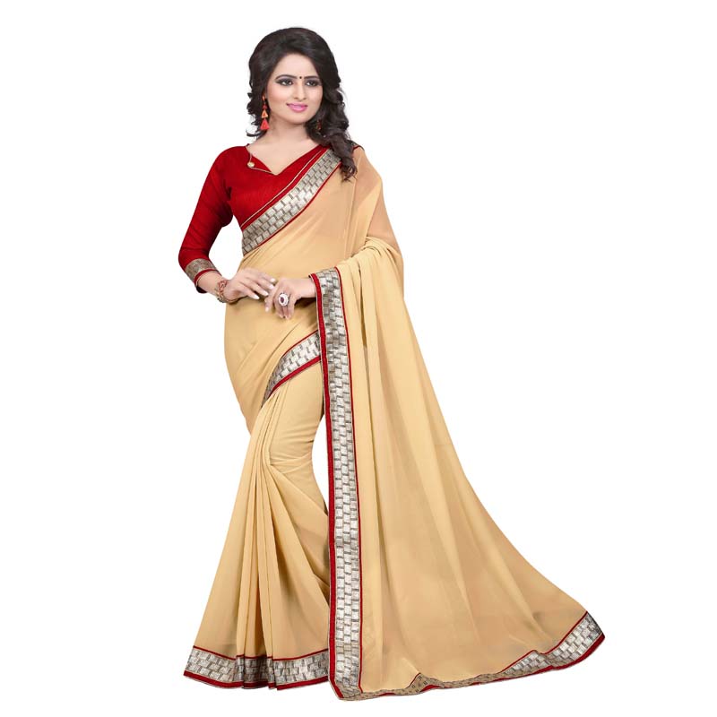 Seasons Beige Colored Georgette Saree. - Fashion Greet Seasons Beige Colored Georgette Saree. - Fashion Greet