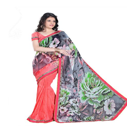 Seasons Red Weightless Printed Work Saree - Fashion Greet Seasons Red Weightless Printed Work Saree - Fashion Greet