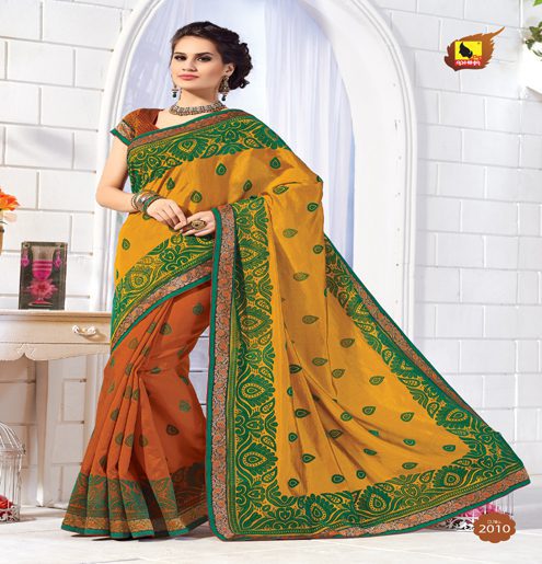 Kangana Orange Dupion Silk Saree - Fashion Greet Kangana Orange Dupion Silk Saree - Fashion Greet