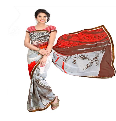 Seasons Grey Weightless Printed Work Saree - Fashion Greet Seasons Grey Weightless Printed Work Saree - Fashion Greet