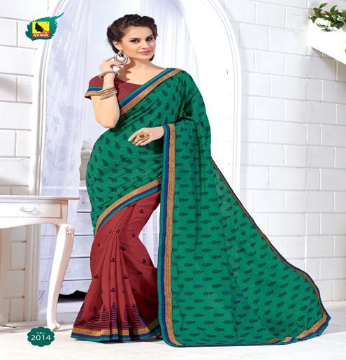 Kangana Green & Brown Dupion Silk Saree - Fashion Greet Kangana Green & Brown Dupion Silk Saree - Fashion Greet