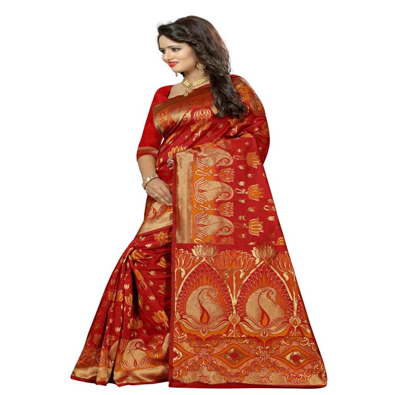 Seasons Red Colored Banarasi Silk Saree - Fashion Greet Seasons Red Colored Banarasi Silk Saree - Fashion Greet