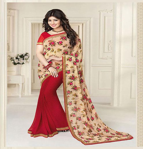 Seasons Red Printed Georgette Traditional Saree - Fashion Greet Seasons Red Printed Georgette Traditional Saree - Fashion Greet