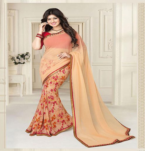 Seasons Cream Printed Georgette Traditional Saree - Fashion Greet Seasons Cream Printed Georgette Traditional Saree - Fashion Greet