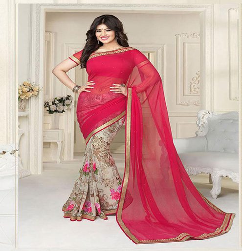 Seasons Pink Printed Georgette Traditional Saree - Fashion Greet Seasons Pink Printed Georgette Traditional Saree - Fashion Greet