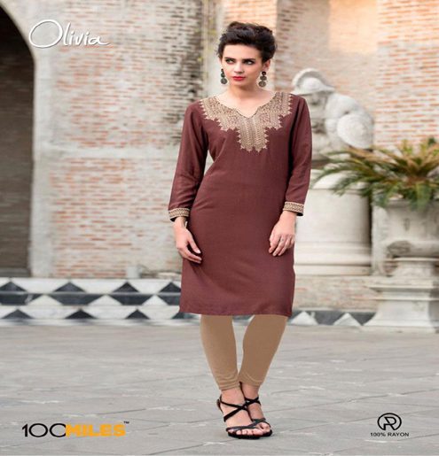 Hi-Fashion Brown Embroidered Designer Readymade Kurtis-L - Fashion Greet Hi-Fashion Brown Embroidered Designer Readymade Kurtis-L - Fashion Greet