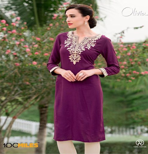 Hi-Fashion Violet Embroidered Designer Readymade Kurtis-L - Fashion Greet Hi-Fashion Violet Embroidered Designer Readymade Kurtis-L - Fashion Greet