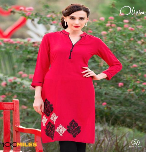 Hi-Fashion Red Embroidered Designer Readymade Kurtis-L - Fashion Greet Hi-Fashion Red Embroidered Designer Readymade Kurtis-L - Fashion Greet