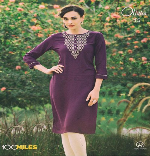 Hi-Fashion Violet Embroidered Designer Readymade Kurtis-L - Fashion Greet Hi-Fashion Violet Embroidered Designer Readymade Kurtis-L - Fashion Greet