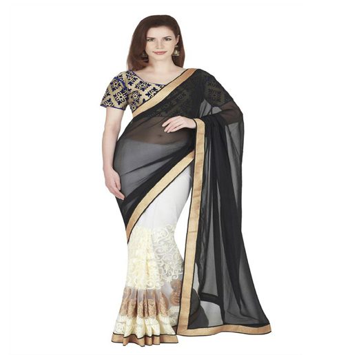 Seasons Velvet Chiffon Net Embroidered Work Saree - Fashion Greet Seasons Velvet Chiffon Net Embroidered Work Saree - Fashion Greet