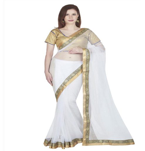 Seasons Cream Chiffon Net Embroidered Work Saree - Fashion Greet Seasons Cream Chiffon Net Embroidered Work Saree - Fashion Greet