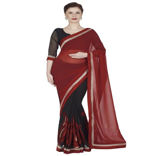 Seasons Black Georgrtte Embroidered Work Saree - Fashion Greet Seasons Black Georgrtte Embroidered Work Saree - Fashion Greet