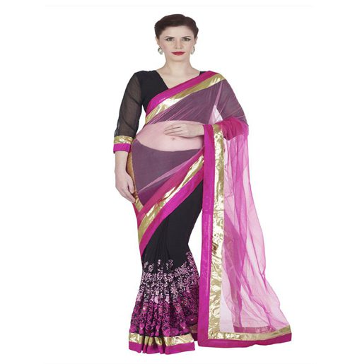 Seasons Black Chiffon Net Embroidered Work Saree - Fashion Greet Seasons Black Chiffon Net Embroidered Work Saree - Fashion Greet