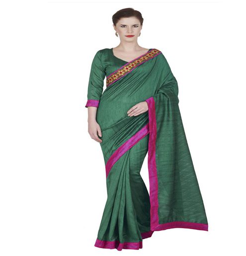 Seasons Green Bhagalpuri Silk Border Lace Work Saree - Fashion Greet Seasons Green Bhagalpuri Silk Border Lace Work Saree - Fashion Greet