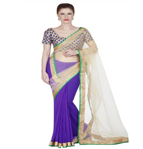 Seasons Purple Chiffon Net Border Lace Work Saree - Fashion Greet Seasons Purple Chiffon Net Border Lace Work Saree - Fashion Greet