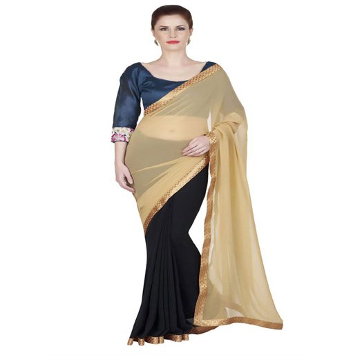 Seasons Black Georgette Border Lace Work Work Saree - Fashion Greet Seasons Black Georgette Border Lace Work Work Saree - Fashion Greet