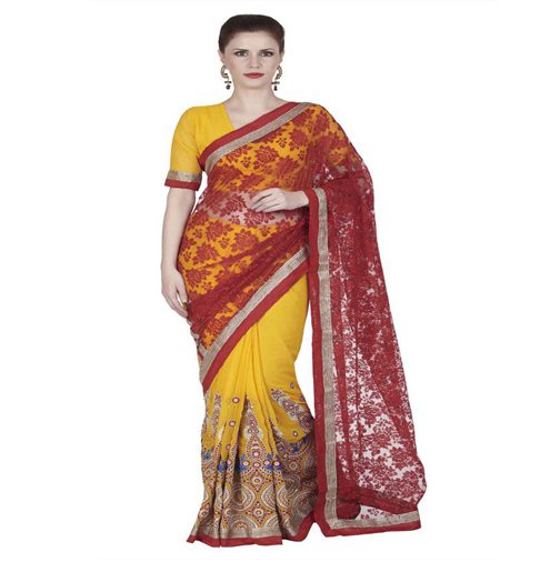 Seasons Yellow Chiffon Brasso Embroidered Work Saree - Fashion Greet Seasons Yellow Chiffon Brasso Embroidered Work Saree - Fashion Greet
