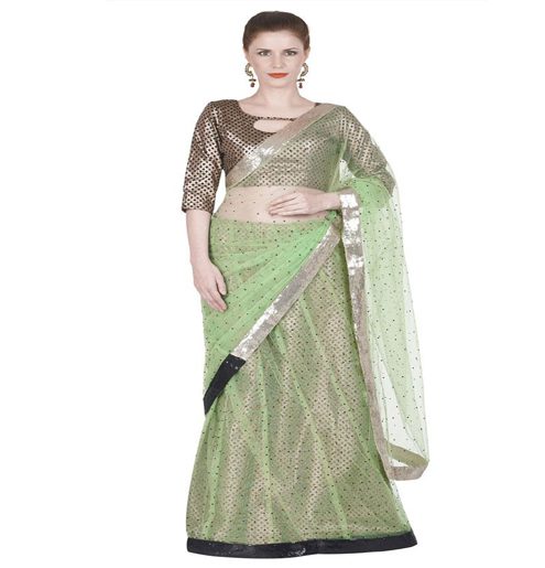 Seasons Sea Green Jacquard Net Border Lace Work Saree - Fashion Greet Seasons Sea Green Jacquard Net Border Lace Work Saree - Fashion Greet