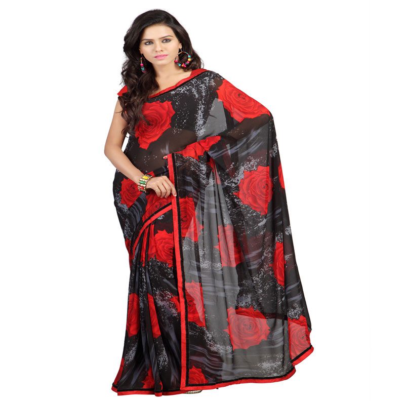 Seasons Printed Red Georgette saree - Fashion Greet Seasons Printed Red Georgette saree - Fashion Greet