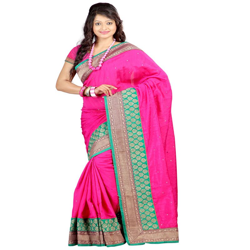Seasons Embroidered Pink Bhagalpuri Silk Saree - Fashion Greet Seasons Embroidered Pink Bhagalpuri Silk Saree - Fashion Greet