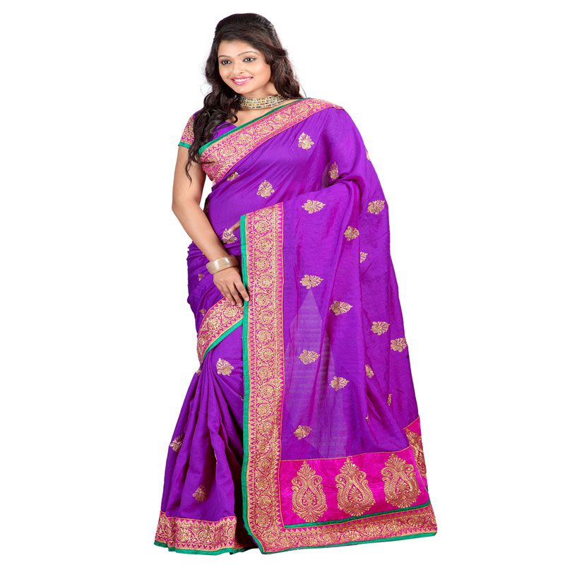 Seasons Embroidered Purple Bhagalpuri Saree - Fashion Greet Seasons Embroidered Purple Bhagalpuri Saree - Fashion Greet