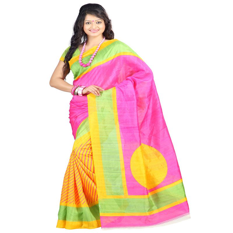 Seasons Printed Yellow Bhagalpuri Saree - Fashion Greet Seasons Printed Yellow Bhagalpuri Saree - Fashion Greet
