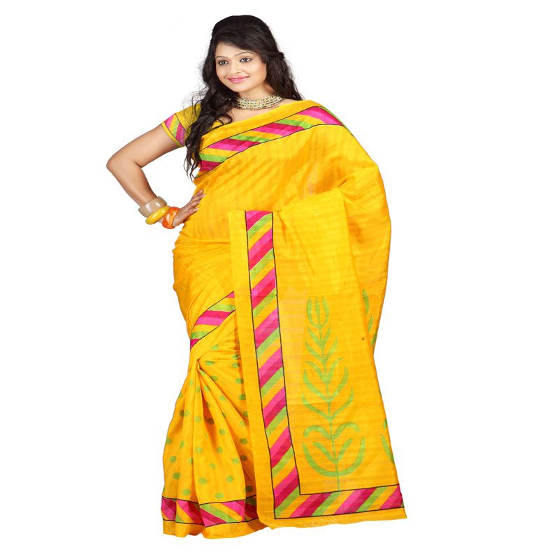 Seasons Printed Yellow Bhagalpuri Saree - Fashion Greet Seasons Printed Yellow Bhagalpuri Saree - Fashion Greet
