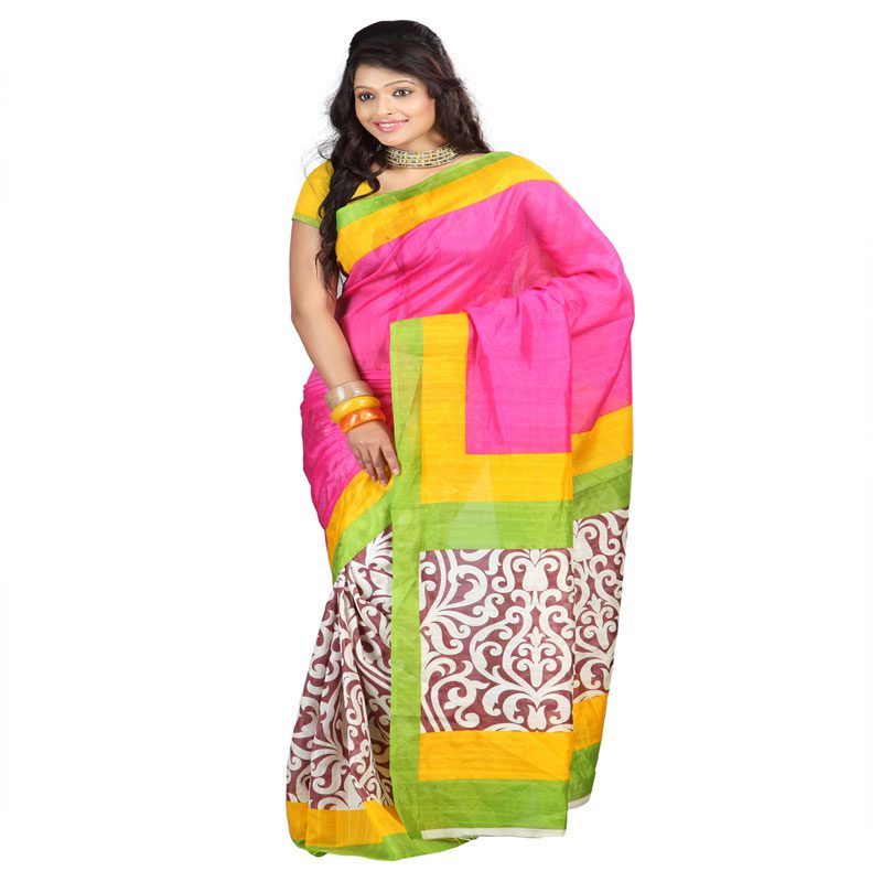 Seasons Printed Beige Bhagalpuri Saree - Fashion Greet Seasons Printed Beige Bhagalpuri Saree - Fashion Greet