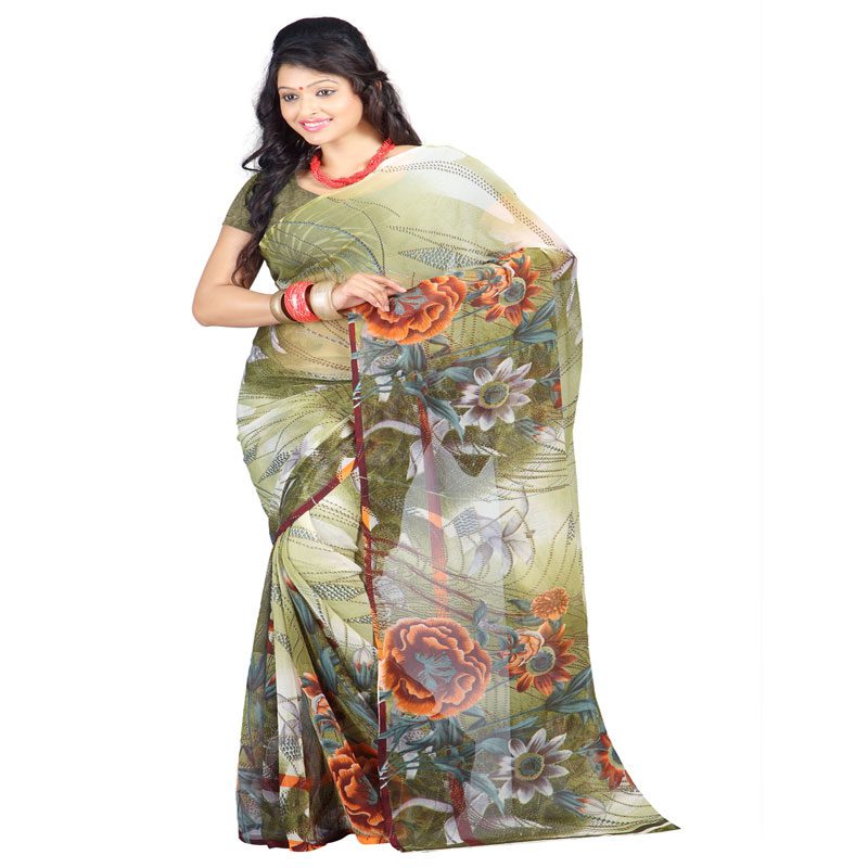 Seasons Printed Black Faux Georgette saree - Fashion Greet Seasons Printed Black Faux Georgette saree - Fashion Greet