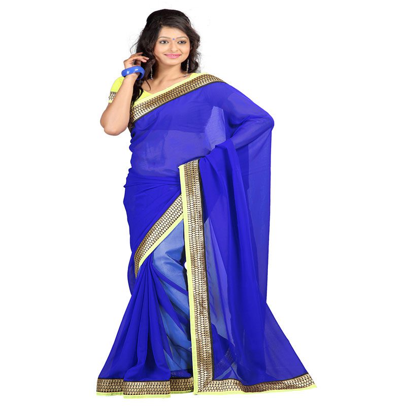 Seasons Printed Blue Chiffon saree - Fashion Greet Seasons Printed Blue Chiffon saree - Fashion Greet