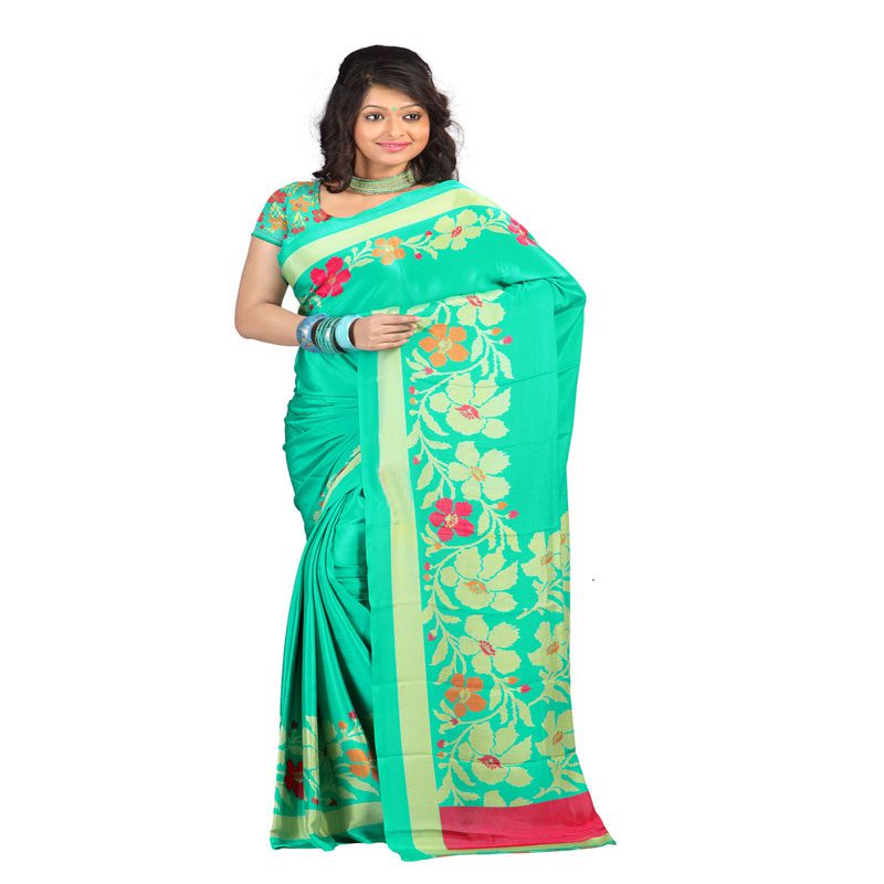 Seasons Printed Green Crepe saree - Fashion Greet Seasons Printed Green Crepe saree - Fashion Greet