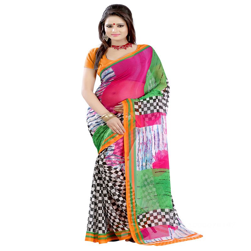 Seasons Printed Multicolor Chiffon saree - Fashion Greet Seasons Printed Multicolor Chiffon saree - Fashion Greet