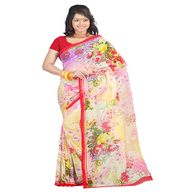 Seasons Printed Pink Faux Georgette saree - Fashion Greet Seasons Printed Pink Faux Georgette saree - Fashion Greet