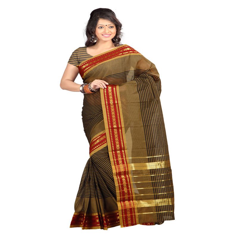 Seasons Printed Beige & Black Cotton Saree - Fashion Greet Seasons Printed Beige & Black Cotton Saree - Fashion Greet