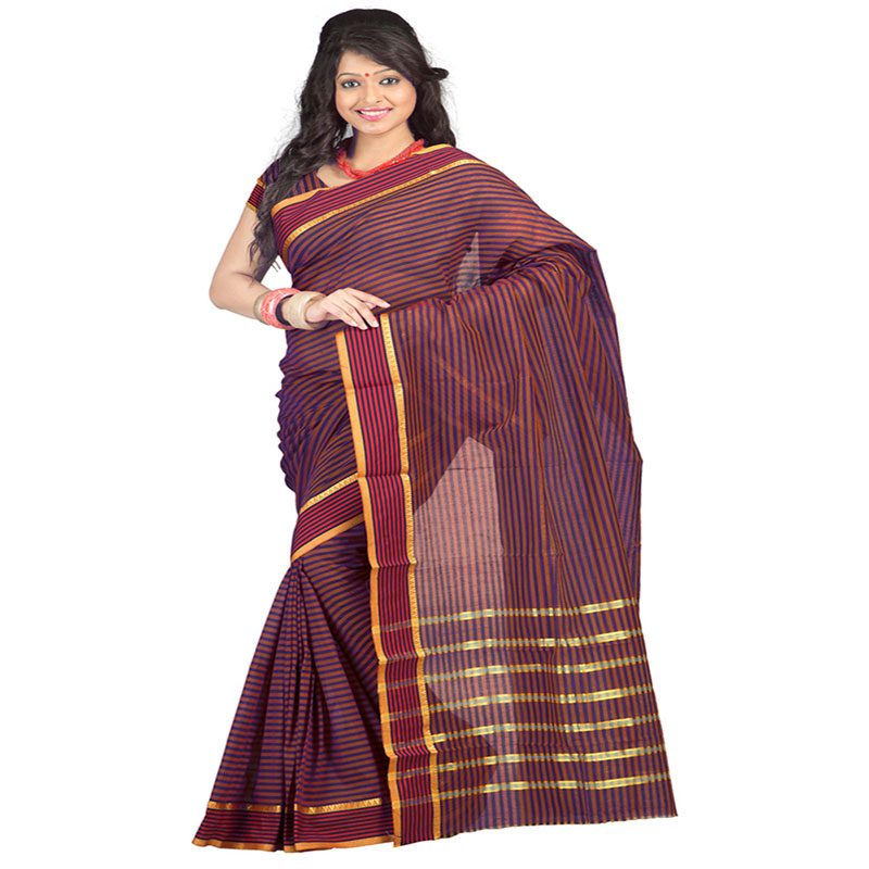 Seasons Printed Violet & Orange Cotton Saree - Fashion Greet Seasons Printed Violet & Orange Cotton Saree - Fashion Greet