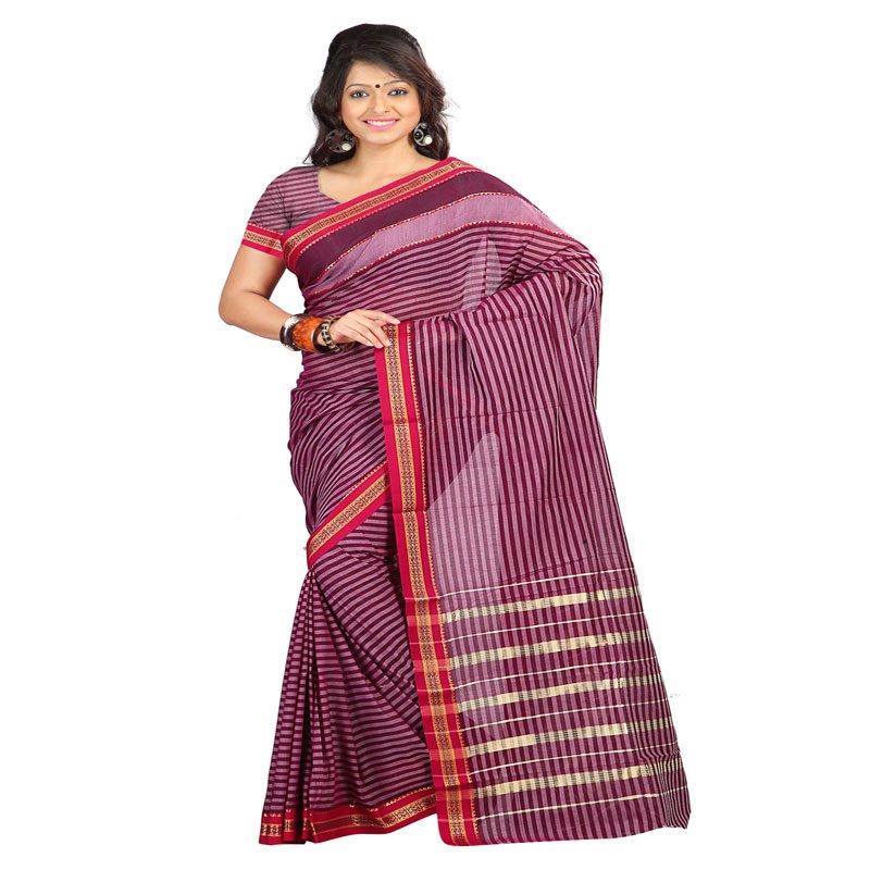 Seasons Printed Violet & Gold Cotton Saree - Fashion Greet Seasons Printed Violet & Gold Cotton Saree - Fashion Greet