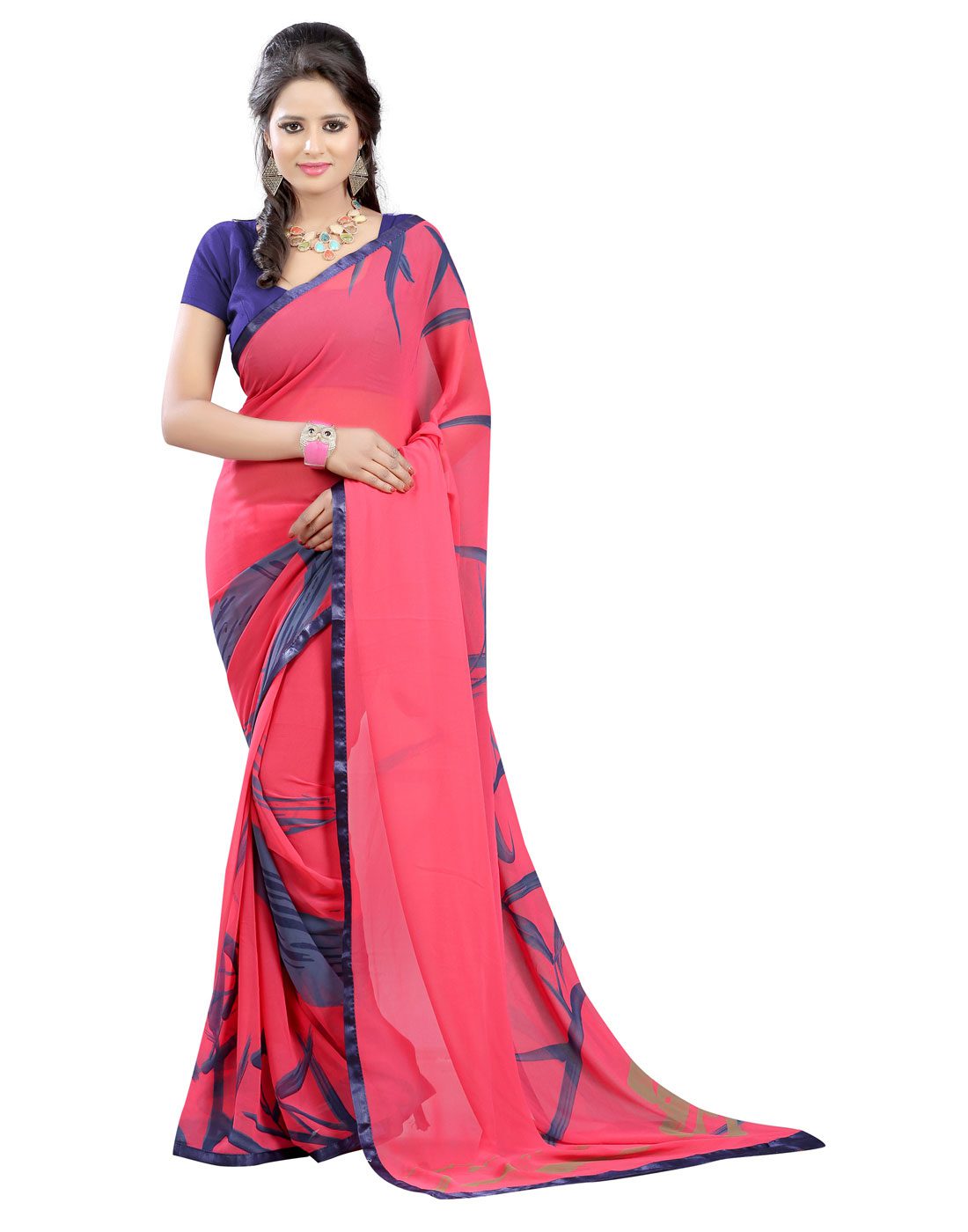 Seasons Printed Pink Georgette saree - Fashion Greet Seasons Printed Pink Georgette saree - Fashion Greet