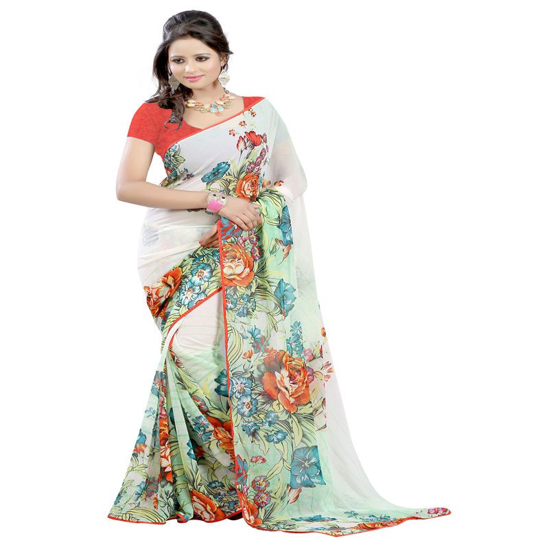 Seasons Printed Beige Chiffon saree - Fashion Greet Seasons Printed Beige Chiffon saree - Fashion Greet