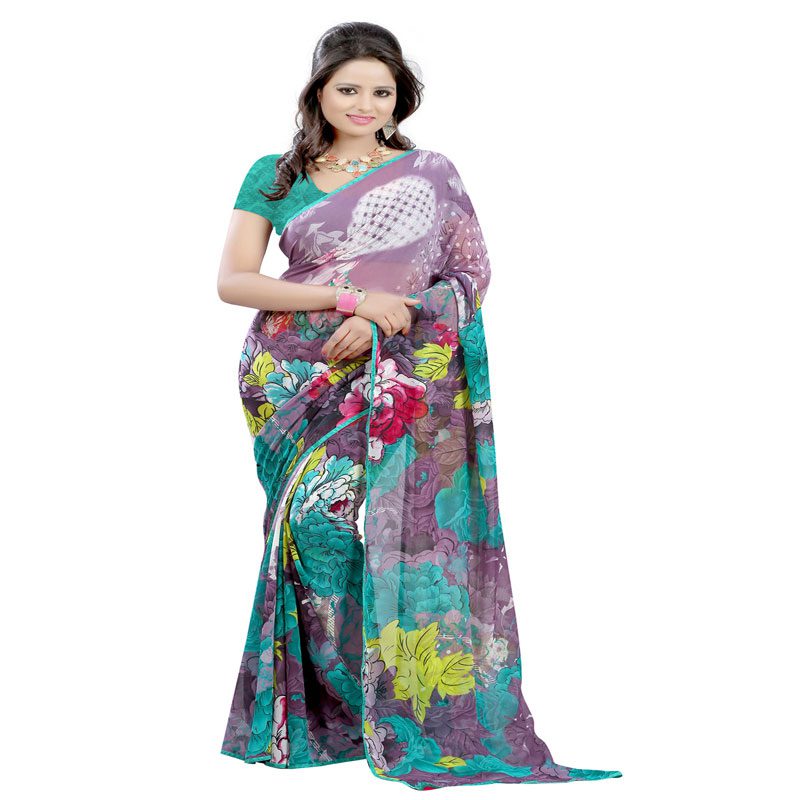 Seasons Printed Purple Georgette saree - Fashion Greet Seasons Printed Purple Georgette saree - Fashion Greet