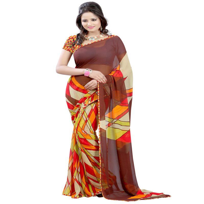 Seasons Printed Red Georgette saree - Fashion Greet Seasons Printed Red Georgette saree - Fashion Greet