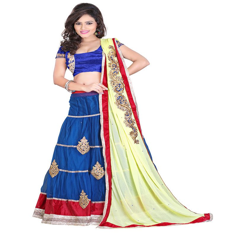 Seasons Embroidered Blue Net Lehenga Saree - Fashion Greet Seasons Embroidered Blue Net Lehenga Saree - Fashion Greet