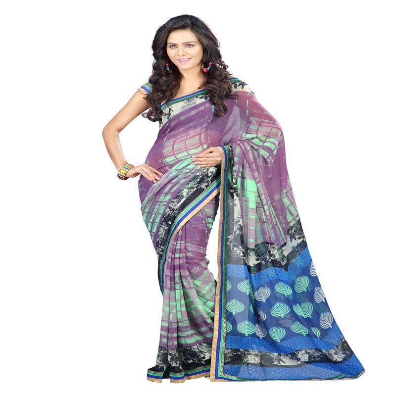 Seasons Printed Purple Faux Georgette saree - Fashion Greet Seasons Printed Purple Faux Georgette saree - Fashion Greet