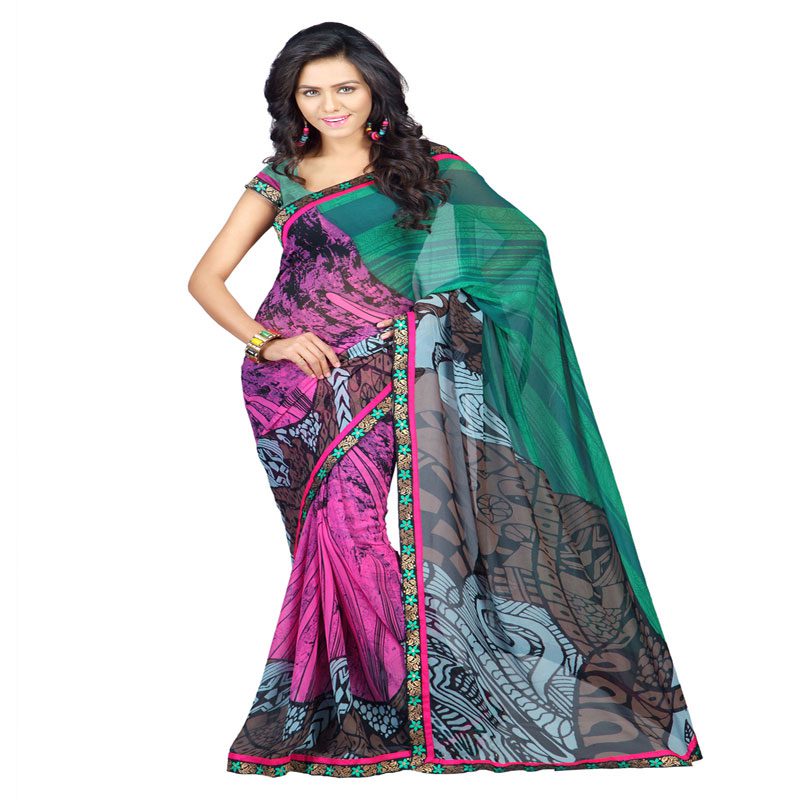 Seasons Printed Pink Faux Georgette saree - Fashion Greet Seasons Printed Pink Faux Georgette saree - Fashion Greet