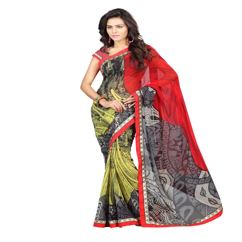 Seasons Printed Yellow Faux Georgette saree - Fashion Greet Seasons Printed Yellow Faux Georgette saree - Fashion Greet
