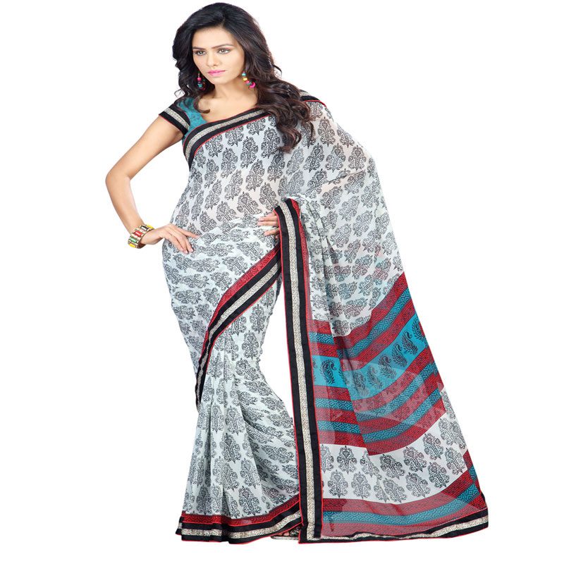 Seasons Printed Beige Faux Georgette saree - Fashion Greet Seasons Printed Beige Faux Georgette saree - Fashion Greet