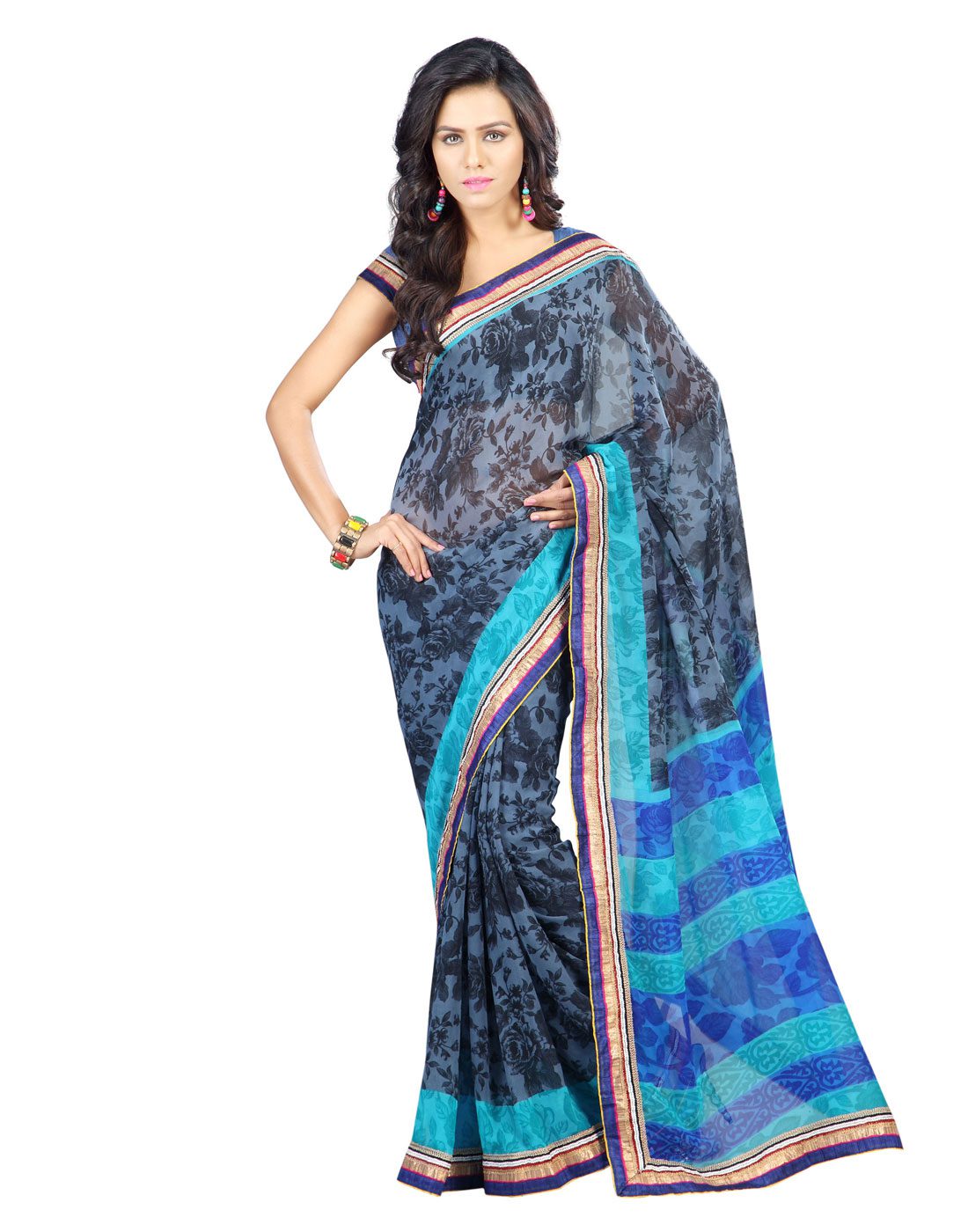 Seasons Printed Grey Faux Georgette saree - Fashion Greet Seasons Printed Grey Faux Georgette saree - Fashion Greet